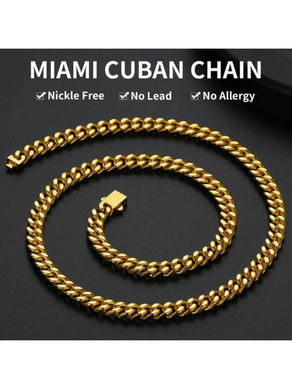 Stylish Cuban Link Chain Necklace for Men - Stainless Steel, Waterproof